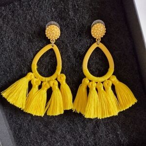 Yellow Bohemian Silk Tassel Earrings